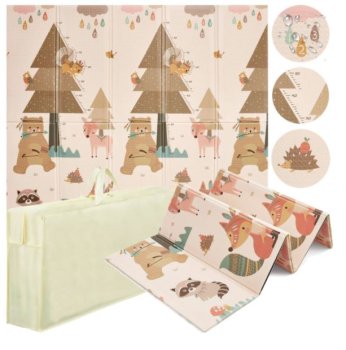 4Fizjo Double-sided XPE Foam Play Pad Mat for Kids, Forest/Hot Air Balloon - 200x180 cm