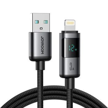 Joyroom S-A16 Pro USB-A to Lightning Cable with Display 3A 1.2m, Black