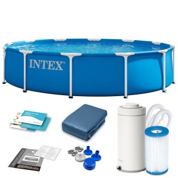 Intex 28212 Frame Pool 366 x 76 cm, 10-in-1 Set