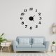 Large DIY 3D Wall Clock, Frameless Self-Adhesive Modern Design, Black