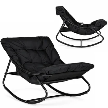 Garden Rocking Chair MultiGarden with Cushion, Black