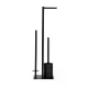 Modernhome Bathroom Stand with Toilet Paper Holder and Brush, Black