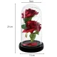 Eternal Rose in Glass Dome with LED RGB Light (Two Roses), Red