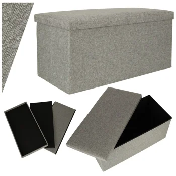 Foldable Storage Ottoman Pouf 76x38x38 cm, Grey