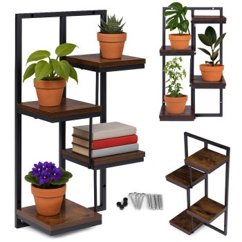 Wall Mounted Plant Shelf 4-Tier Hanging Shelves for Plants Industrial Loft ModernHome