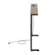 Maclean MC-140 B Console Table with Power Strip, Height Adjustable 62-83 cm, Black / Rustic Top