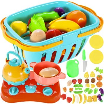 Play Food Cutting Set with Basket and Kitchen Accessories 22877