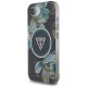 Guess IML Metal Glitter Flowers Triangle MagSafe Case for iPhone 16e, Black