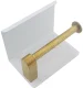 Toilet Paper Holder with Shelf, White-Gold