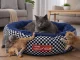 Soft Round Pet Bed for Dogs and Cats, 53 cm, Black & White