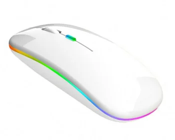 Rechargeable Wireless Mouse with RGB Lighting, White