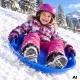 Round plastic snow saucer with handles, 62 cm, blue