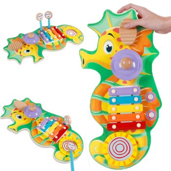 Wooden Musical Instrument Set for Kids with 5-Note Xylophone Bl-20603
