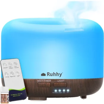 Air Humidifier and Aroma Diffuser with LED Light and Remote N23511, 300 ml, White/Brown