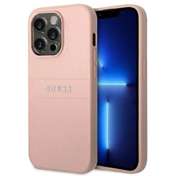 Guess Saffiano Strap Case for Apple iPhone 14 Pro Max, Pink