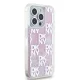 DKNY iPhone 15 Pro Case Liquid Glitters Checkered Pattern, White