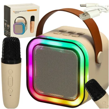 Karaoke Set Bluetooth Speaker and Microphone, Beige