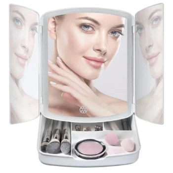 LED Lighted Makeup Mirror with 5x Magnification, White