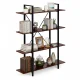 ModernHome S-04A Industrial Loft Bookshelf, 4 Shelves, Metal Frame