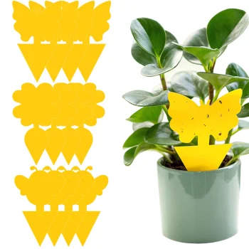 Yellow Sticky Traps for Plants Against Fungus Gnats and Insects, 12 pcs