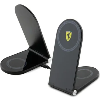 Ferrari Printed Logo MagSafe Foldable 2in1 15W Wireless Charger - Black