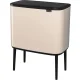 Brabantia Bo Touch Bin Recycling Waste Bin, 3 x 11 L, Soft Beige