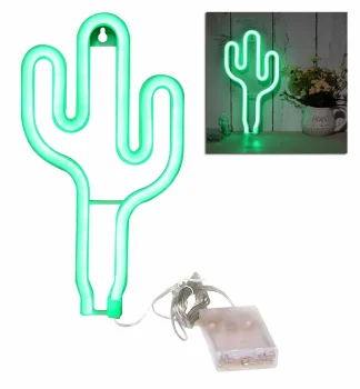 Cactus LED Neon Decorative Light, Green, USB / 3x AA
