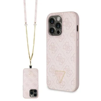 Guess iPhone 14 Pro Case Crossbody 4G Metal Logo, Pink