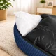 Soft Corduroy Dog and Cat Bed with Non-Slip Bottom, Blue, Size L (84x65 cm)