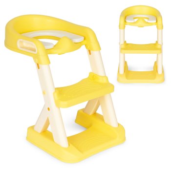 ECOTOYS Toilet Training Seat with Step Stool Ladder for Kids, Yellow