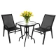 Outdoor Balcony Furniture Set Gardlov Table and 2 Chairs, Black