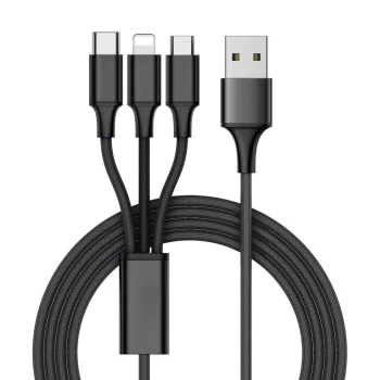 3-in-1 USB Cable Lightning / Micro USB / Type-C 1.2m Black