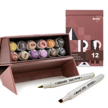 ARRTX Oros Double-Sided Marker Pens, 12 Colours, Earth Tones