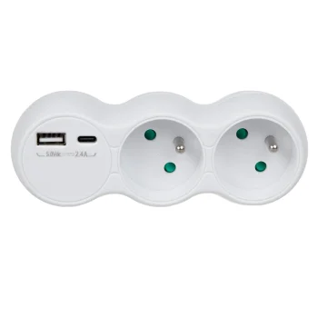Maclean MCE339 E 2-Way Socket Adapter with USB A/C