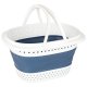 Collapsible Silicone Laundry Basket 32L, White/Blue