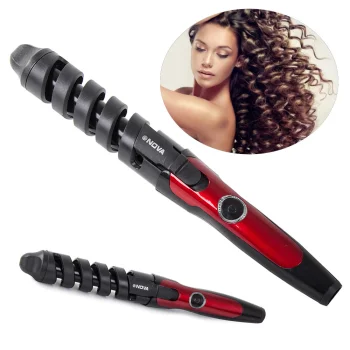 Nova Spiral Hair Curling Iron with Ceramic Coating, Black/Burgundy
