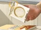 Multifunctional Manual Vegetable Slicer and Grater with Container, White/Gold