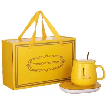 Electric Cup Warmer with Mug and Spoon DA27D, Yellow