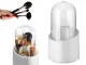 Rotating Makeup and Brush Organizer with Lid, White