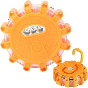 Powerful 360° LED warning light with magnet and hook, orange