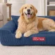 Soft Corduroy Dog and Cat Bed with Non-Slip Bottom, Blue, Size L (84x65 cm)