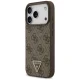 Guess iPhone 17 Pro Case Leather 4G Triangle Strass MagSafe, Brown