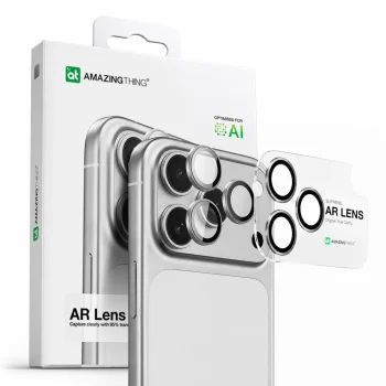 AmazingThing iPhone 17 Pro / 17 Pro Max Lens Glass with Silver Aluminum Frame