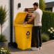 Multistore 240L Trash Can with Rubber Wheels, Yellow