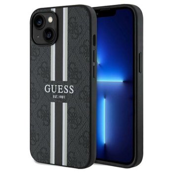 Apple iPhone 14 6.1'' Guess 4G Printed Stripes MagSafe Case Cover, Black