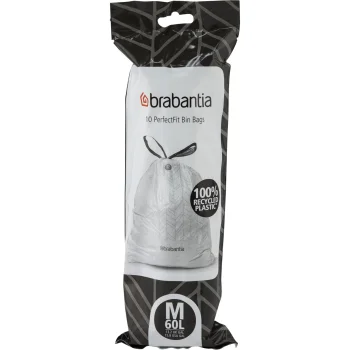 Brabantia PerfectFit Trash Bags Bo, Code M, 60 L, 10 Pack, White