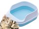 Open cat litter tray with frame and large scoop, blue