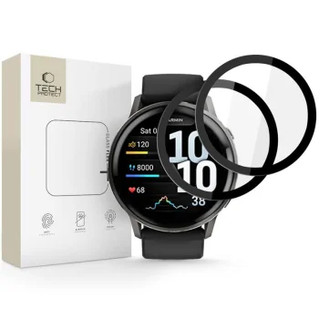 Hibridinis apsauginis stiklas Tech-Protect Glass Flex+, skirtas Garmin Venu 4 45mm, 2 vnt., juodas