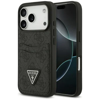 Guess 4G Double Card Triangle Case for iPhone 17 Pro, Black