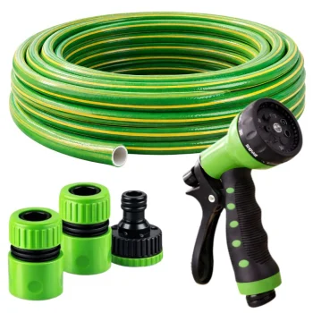 DIVODV Garden Hose Set 1/2" 15m (3-Layer, with Spray Gun and Connectors)